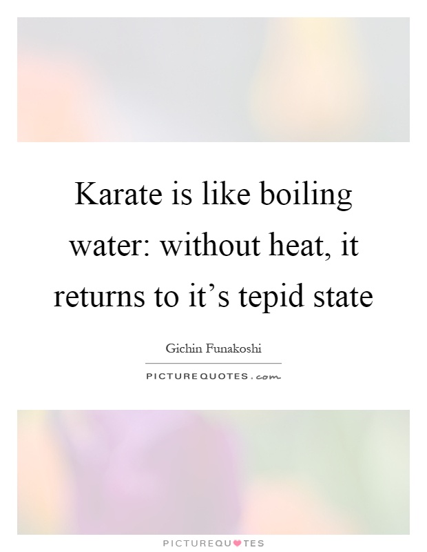 Karate is like boiling water: without heat, it returns to it's tepid state Picture Quote #1