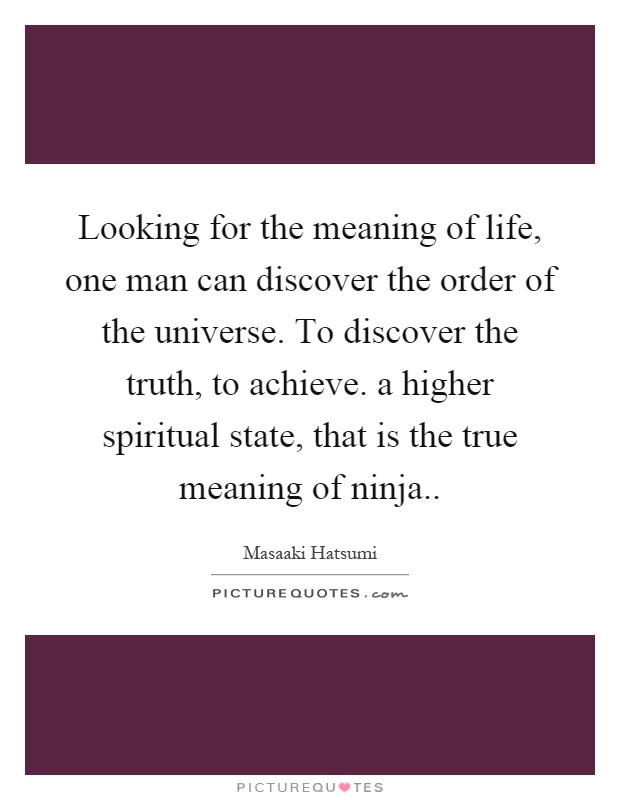 Looking for the meaning of life, one man can discover the order of the universe. To discover the truth, to achieve. a higher spiritual state, that is the true meaning of ninja Picture Quote #1