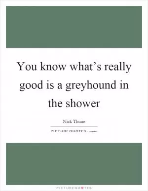 You know what’s really good is a greyhound in the shower Picture Quote #1