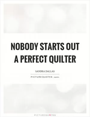 Nobody starts out a perfect quilter Picture Quote #1