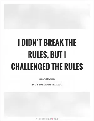 I didn’t break the rules, but I challenged the rules Picture Quote #1