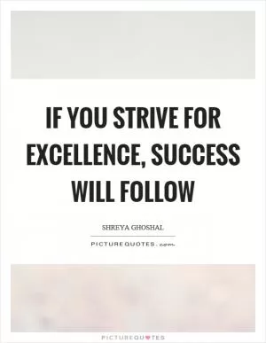 If you strive for excellence, success will follow Picture Quote #1