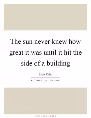 The sun never knew how great it was until it hit the side of a building Picture Quote #1