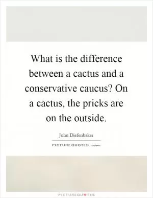 What is the difference between a cactus and a conservative caucus? On a cactus, the pricks are on the outside Picture Quote #1