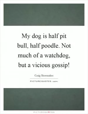 My dog is half pit bull, half poodle. Not much of a watchdog, but a vicious gossip! Picture Quote #1