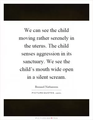 We can see the child moving rather serenely in the uterus. The child senses aggression in its sanctuary. We see the child’s mouth wide open in a silent scream Picture Quote #1