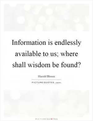 Information is endlessly available to us; where shall wisdom be found? Picture Quote #1