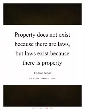 Property does not exist because there are laws, but laws exist because there is property Picture Quote #1