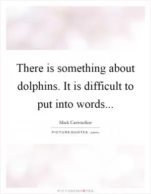 There is something about dolphins. It is difficult to put into words Picture Quote #1