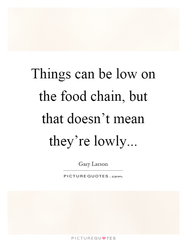 Things can be low on the food chain, but that doesn't mean they're lowly Picture Quote #1