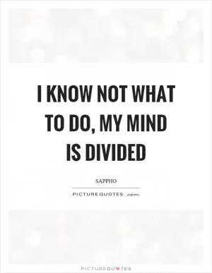 I know not what to do, my mind is divided Picture Quote #1