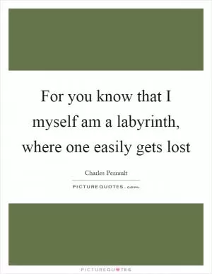 For you know that I myself am a labyrinth, where one easily gets lost Picture Quote #1