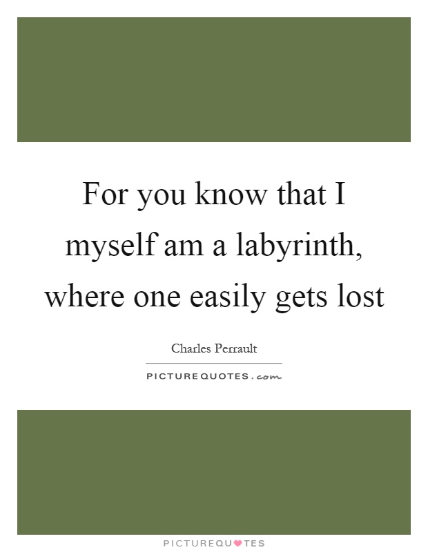 For you know that I myself am a labyrinth, where one easily gets lost Picture Quote #1