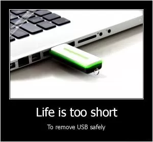 Life is too short to remove the USB safely  Picture Quote #1