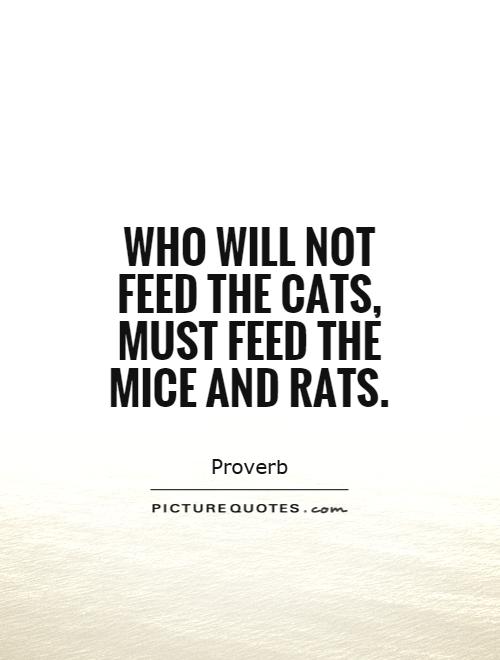 Who will not feed the cats, must feed the mice and rats Picture Quote #1