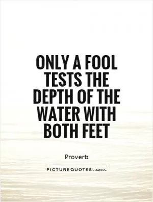 Only a fool tests the depth of the water with both feet Picture Quote #1