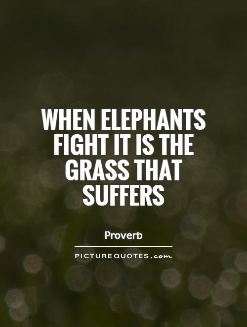 When elephants fight it is the grass that suffers Picture Quote #1