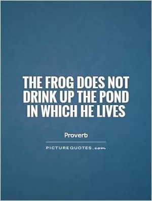 The frog does not drink up the pond in which he lives Picture Quote #1