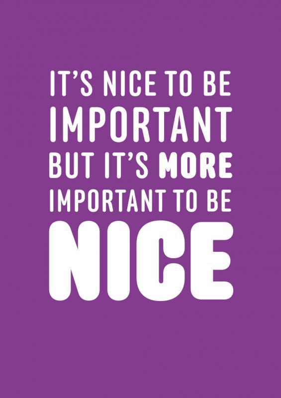 It's nice to be important, but it's more important to be nice Picture Quote #1