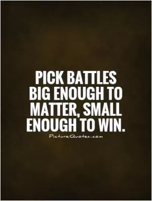 Pick battles big enough to matter, small enough to win Picture Quote #1