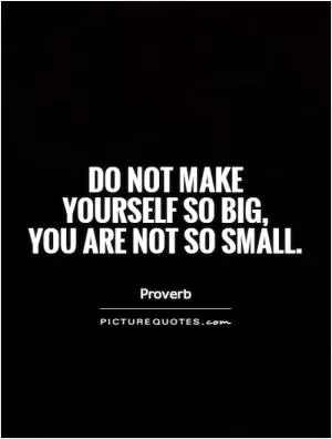 Do not make yourself so big,  you are not so small Picture Quote #1