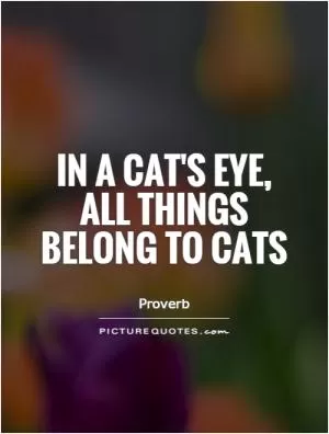 In a cat's eye, all things belong to cats Picture Quote #1