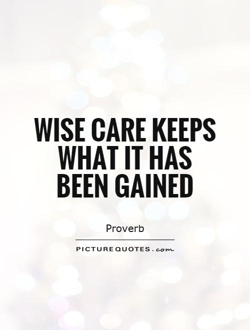 Wise care keeps what it has been gained Picture Quote #1