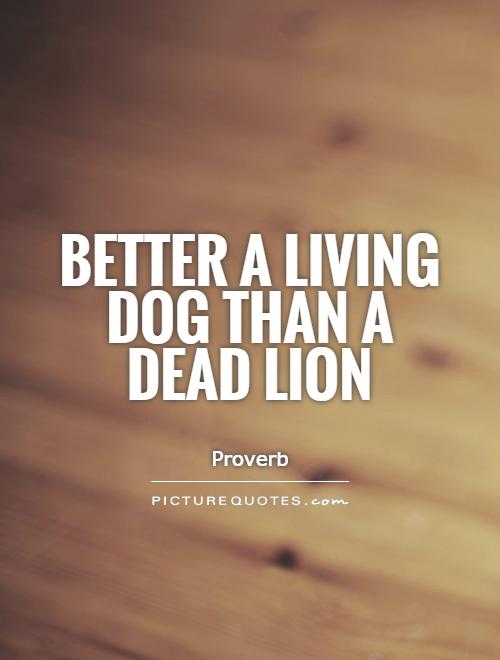 Better a living dog than a dead lion Picture Quote #1