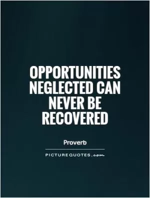 Opportunities neglected can never be recovered Picture Quote #1