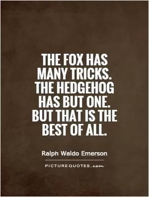 The fox has many tricks. The hedgehog has but one. But that is the best of all Picture Quote #1