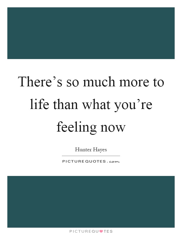There's so much more to life than what you're feeling now Picture Quote #1