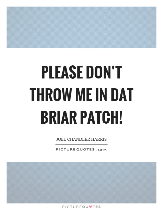 Please don't throw me in dat briar patch! Picture Quote #1