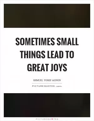 Sometimes small things lead to great joys Picture Quote #1
