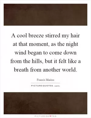 A cool breeze stirred my hair at that moment, as the night wind began to come down from the hills, but it felt like a breath from another world Picture Quote #1