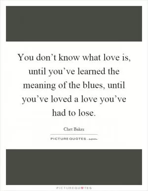You don’t know what love is, until you’ve learned the meaning of the blues, until you’ve loved a love you’ve had to lose Picture Quote #1