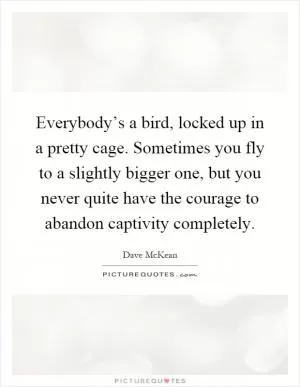 Everybody’s a bird, locked up in a pretty cage. Sometimes you fly to a slightly bigger one, but you never quite have the courage to abandon captivity completely Picture Quote #1