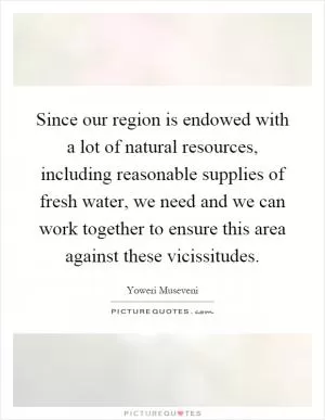 Since our region is endowed with a lot of natural resources, including reasonable supplies of fresh water, we need and we can work together to ensure this area against these vicissitudes Picture Quote #1