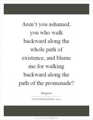 Aren’t you ashamed, you who walk backward along the whole path of existence, and blame me for walking backward along the path of the promenade? Picture Quote #1