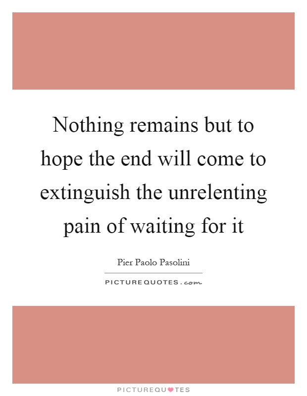 Nothing remains but to hope the end will come to extinguish the unrelenting pain of waiting for it Picture Quote #1