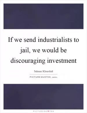 If we send industrialists to jail, we would be discouraging investment Picture Quote #1