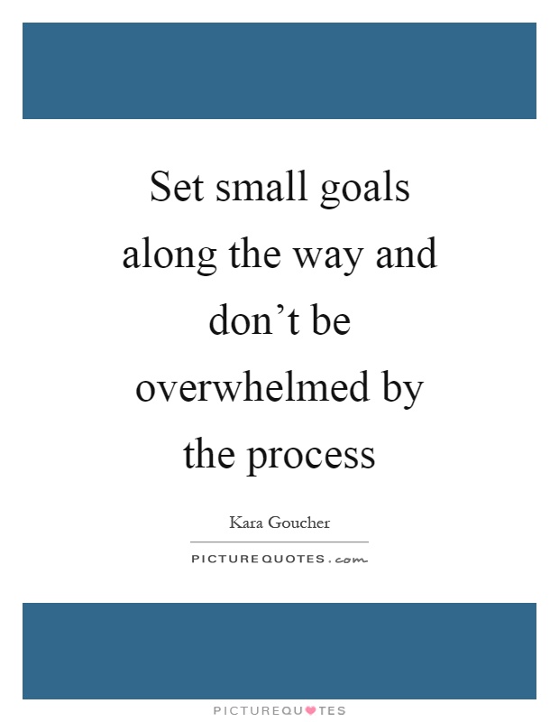 Set small goals along the way and don't be overwhelmed by the process Picture Quote #1