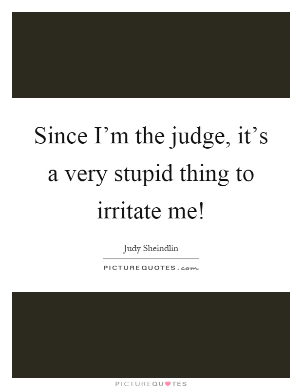 Since I'm the judge, it's a very stupid thing to irritate me! Picture Quote #1