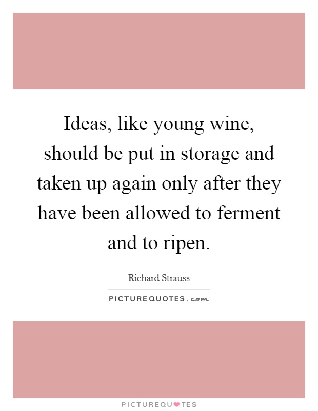 Ideas, like young wine, should be put in storage and taken up again only after they have been allowed to ferment and to ripen Picture Quote #1