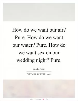 How do we want our air? Pure. How do we want our water? Pure. How do we want sex on our wedding night? Pure Picture Quote #1
