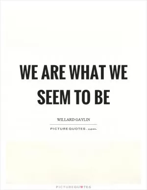We are what we seem to be Picture Quote #1