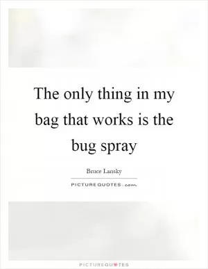 The only thing in my bag that works is the bug spray Picture Quote #1