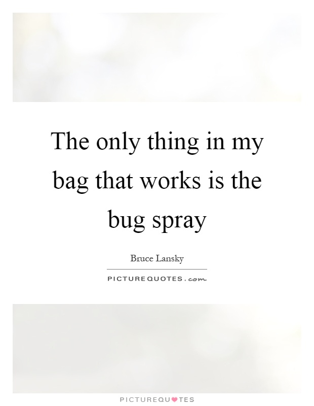 The only thing in my bag that works is the bug spray Picture Quote #1