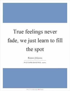True feelings never fade, we just learn to fill the spot Picture Quote #1