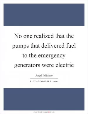 No one realized that the pumps that delivered fuel to the emergency generators were electric Picture Quote #1