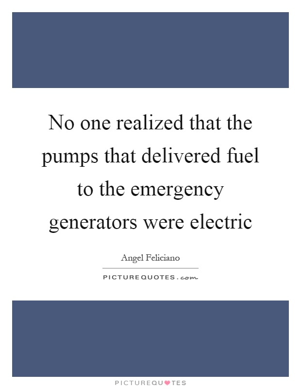 No one realized that the pumps that delivered fuel to the emergency generators were electric Picture Quote #1